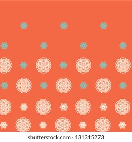 Beige abstract flower on red background. Vector flower seamless pattern