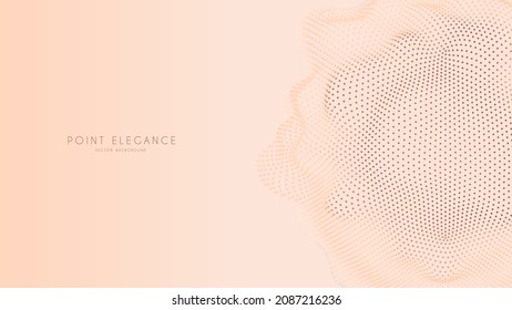 Beige abstract glitch point sphere background. Elegant stylish futuristic template.