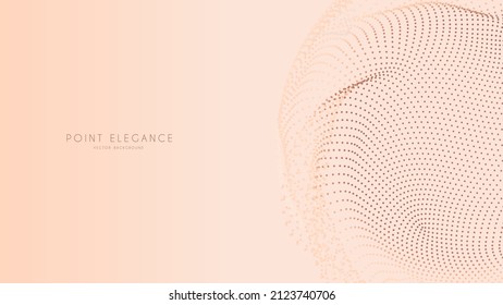 Beige abstract glitch point sphere background. Elegant stylish futuristic template.