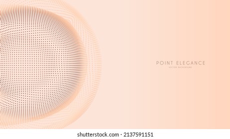 Beige abstract glitch point sphere background. Elegant stylish futuristic template.