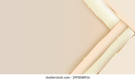 Beige abstract layer overlaps illustration with golden line background