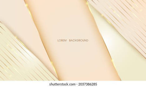 Beige abstract layer overlaps illustration with golden lines for background