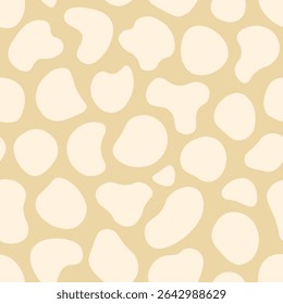 Beige abstract pattern on brown. Soft seamless background with light beige fluid shapes on a warm brown surface. Cozy and natural look for interior and textile use. Vector 10 EPS.