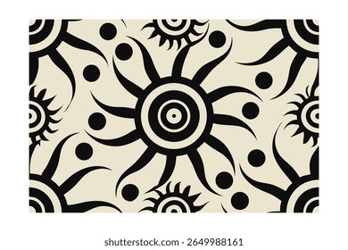 Beige abstract seamless pattern with sunburst circular shapes repeated across the surface