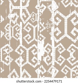 Beige Abstract vector distressed pattern background vector design, Patchwork Graphic Motif Brushed Background.Seamless geometric textured  Decorative textile living style home  fabric rug, area cover 