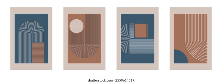 Beige Abstract Wall Art Decoration. Modern Wall Art Vector