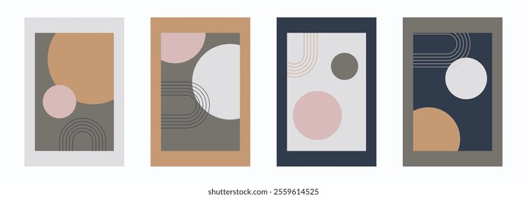Beige Abstract Wall Art Decoration. Modern Wall Art Vector