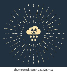 Beige Lluvia ácida e icono de nube radiactiva aislados sobre fondo azul oscuro. Efectos de la contaminación atmosférica tóxica en el medio ambiente. Abstractas puntos aleatorios circulares. Ilustración vectorial