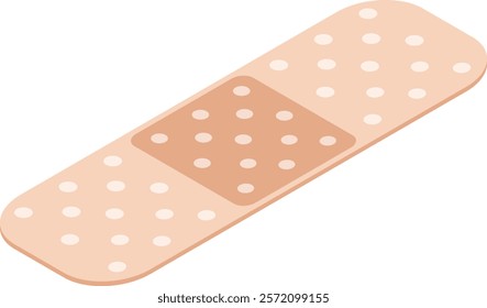 Beige adhesive bandage featuring white dots, covering a wound while providing essential first aid treatment and protection for effective healing and recovery