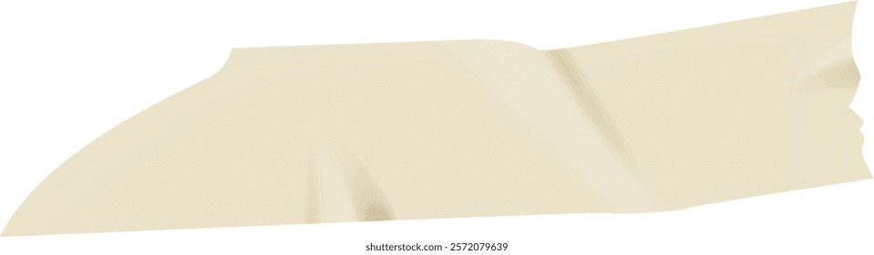 Beige adhesive tape featuring torn and wrinkled edges, isolated against a white background, offers a realistic and textured design element perfect for various creative projects