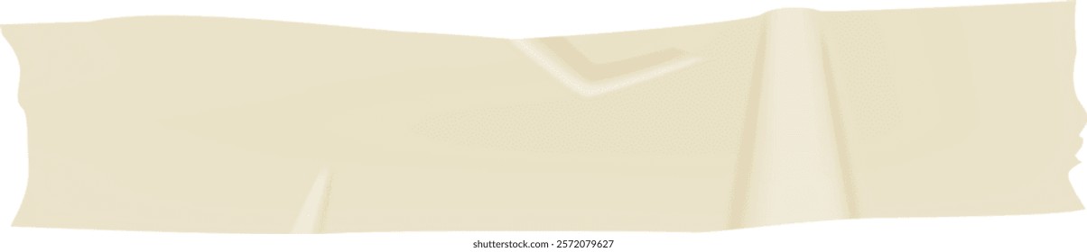 Beige adhesive tape with folded corner and wrinkled surface creating a textured and abstract composition, ideal for backgrounds or design elements related to DIY, repairs, or packaging