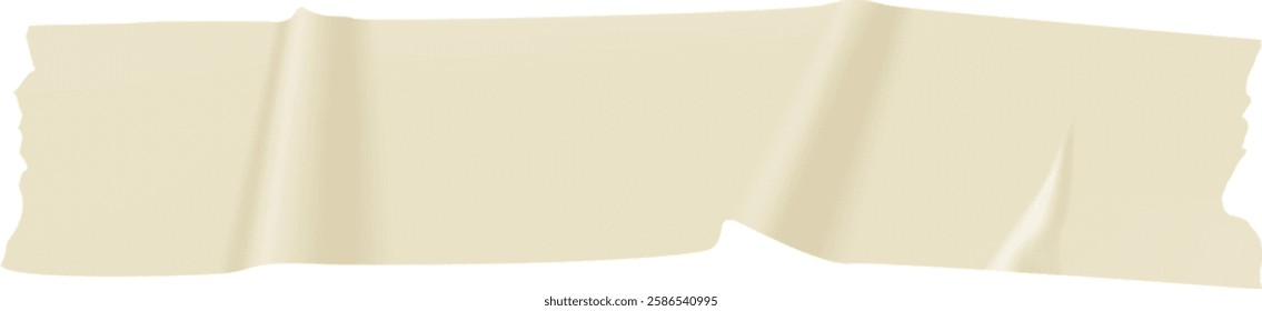 Beige adhesive tape with torn edges adheres to a white background, creating a textured effect perfect for graphic design, repairs, packaging, and DIY projects