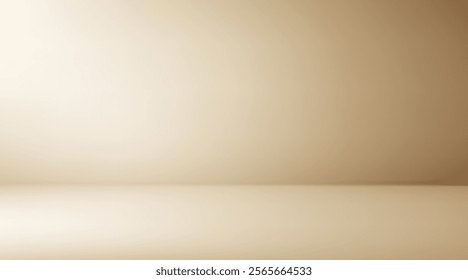 Beige Aesthetic Minimalist Empty Photo Studio Room. Abstract Gradient Background 3d Blank Scene. Vector Illustration EPS10