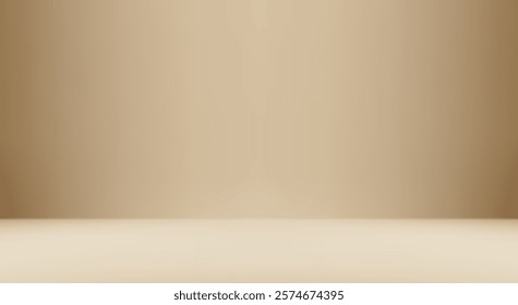 Beige Aesthetic Minimalist Empty Photo Studio Room. Abstract Gradient Background 3d Blank Scene. Vector Illustration EPS10