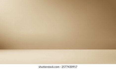 Beige Aesthetic Minimalist Empty Photo Studio Room. Abstract Gradient Background 3d Blank Scene. Vector Illustration EPS10
