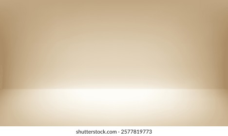 Beige Aesthetic Minimalist Empty Photo Studio Room. Abstract Gradient Background 3d Blank Scene. Vector Illustration EPS10