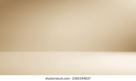 Beige Aesthetic Minimalist Empty Photo Studio Room. Abstract Gradient Background 3d Blank Scene. Vector Illustration EPS10