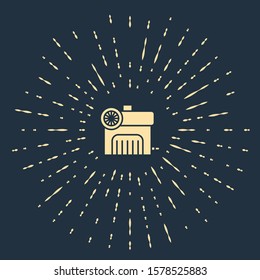 Beige Air compressor icon isolated on blue background. Abstract circle random dots. Vector Illustration