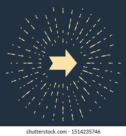 Beige Arrow icon isolated on dark blue background. Direction Arrowhead symbol. Navigation pointer sign. Abstract circle random dots. Vector Illustration