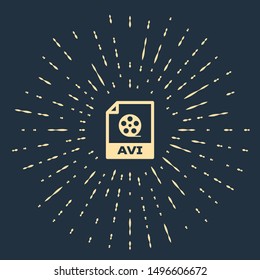 Beige AVI file document. Download avi button icon isolated on dark blue background. AVI file symbol. Abstract circle random dots. Vector Illustration