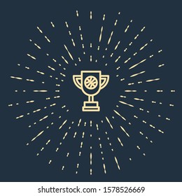 Beige Award cup with basketball ball icon isolated on blue background. Winner trophy symbol. Championship or competition trophy. Abstract circle random dots. Vector Illustration