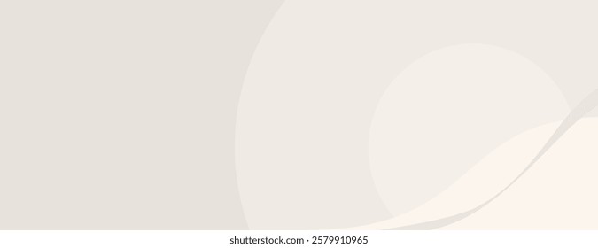 Beige background with abstract curves. The background features a smooth, beige texture, creating a calm and neutral atmosphere. Wave background vector. Pastel background.