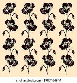 fondo beige con cachorros negros.