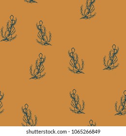 beige background and blue twigs, excellent decor for a country house, you can make a greeting card for an elderly couple or a blanket with such a stamp