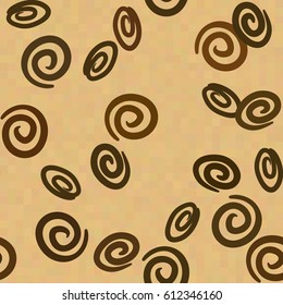 beige background with brown oval spirals