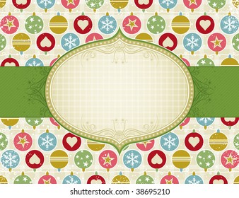 beige  background with christmas balls,  vector illustration