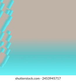 Beige background with a cluster of light blue squares in the top left corner. Squares are arranged in a diagonal pattern, creating a sense of movement.