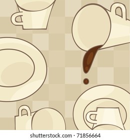 Beige background with coffee utensils