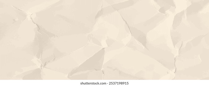 Fundo bege com textura de papel amassada. O fundo apresenta tons de bege macio e uma aparência realista de papel. Fundo do vetor de textura de papel com deformação mínima 