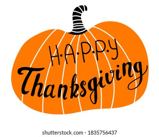 Beige background with cut out colorful pumpkin. Thanksgiving card. Vector illustration