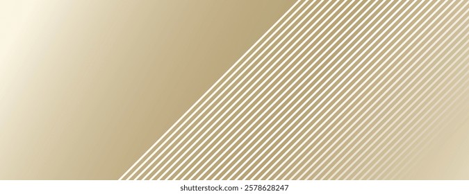 A beige background with diagonal white stripes. The background is smooth and beige, creating a modern and elegant style. Modern diagonal striped border background. Gold background vector.