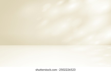 Beige Background Empty Room Studio. Space for selling products on the website. Empty room with shadow leaves. Vector illustration.