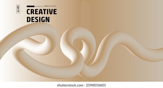 Beige background features a flowing, abstract 3D wave design. The wave is light beige with subtle shading and a textured appearance. The words Creative Design are displayed prominently.