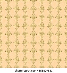 Beige background. Golden seamless pattern. Vector luxury beige background with golden elements. Glitter background.