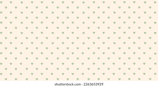 Beige background with green heart print vector illustration.