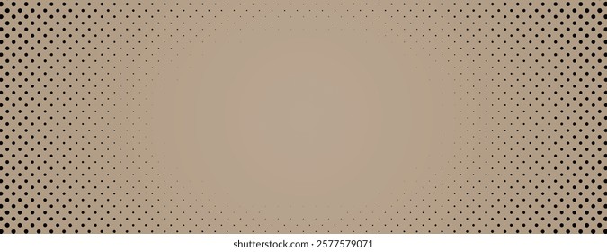 Beige background with halftone dotted pattern. The background is beige with a gradient texture, creating a retro style. Minimal halftone vector gradient background