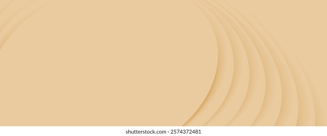 Beige background with layered, curved patterns. The background is smooth and minimalist. Beige color enhances the background's simplicity. Abstract minimal curved layered texture background vector