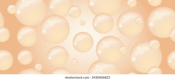 A beige background with many bubbles on it. Abstract bubble background. 3d texture of liquid with blobs. Seamless pattern. Vector illustration.