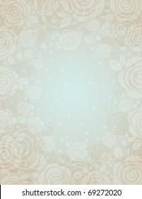 beige background with roses, vector illustration