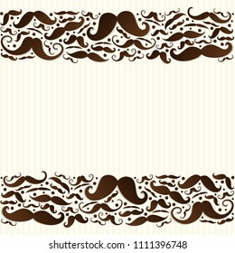 Beige background with set of mustaches - poster for Father's Day or  barber shop. Vector.