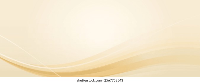 A beige background with a smooth, flowing texture. The background features soft beige waves, creating a calm and elegant atmosphere. Minimal abstract wavy gradient vector background