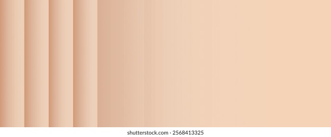 Beige background with a smooth gradient texture. The background features vertical lines, creating a soft, elegant beige appearance. Minimal abstract gradient graphic vector background 