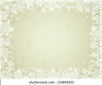 beige background with snowflakes, vector illustration