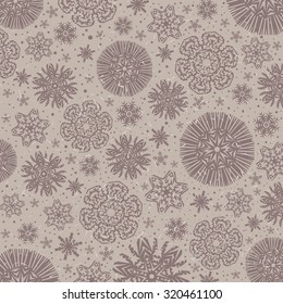 Beige background with snowflakes, vector illustration