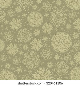 Beige background with snowflakes, vector illustration
