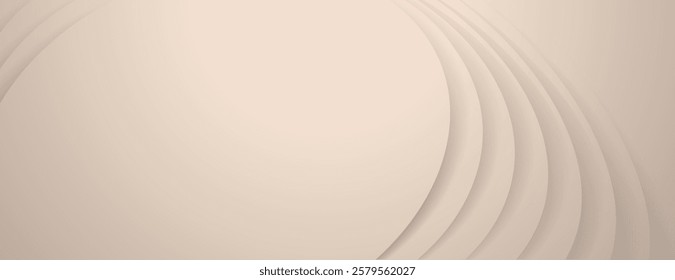 Beige background with soft, curved lines. The background is smooth and elegant. Beige color adds warmth to the background. Abstract minimal curved layered texture background vector